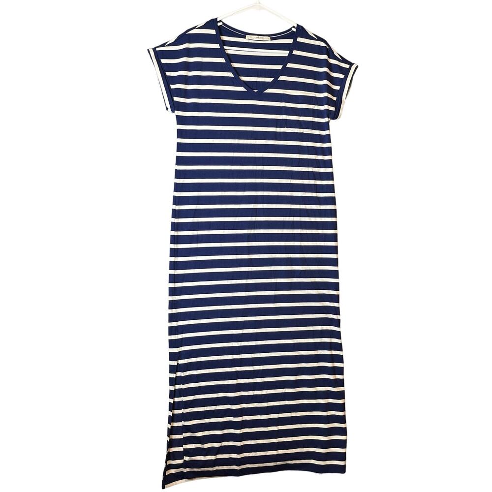 Peruvian Connection Newport Maxi Striped Short Sleeve Dress Sz Small